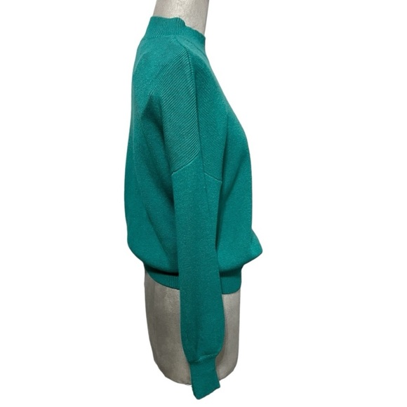 Zesica Mock Turtle Neck Puff Sleeve Turquoise Sweater Size S - Picture 3 of 10